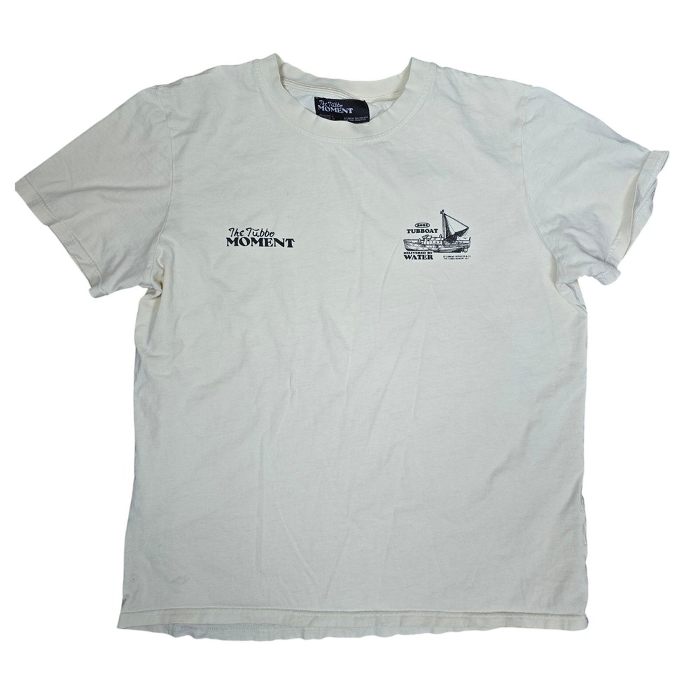 The Tubbo Moment Ukulele Blueprint Graphic T-Shirt‎ Cream Yellow Men's Size L